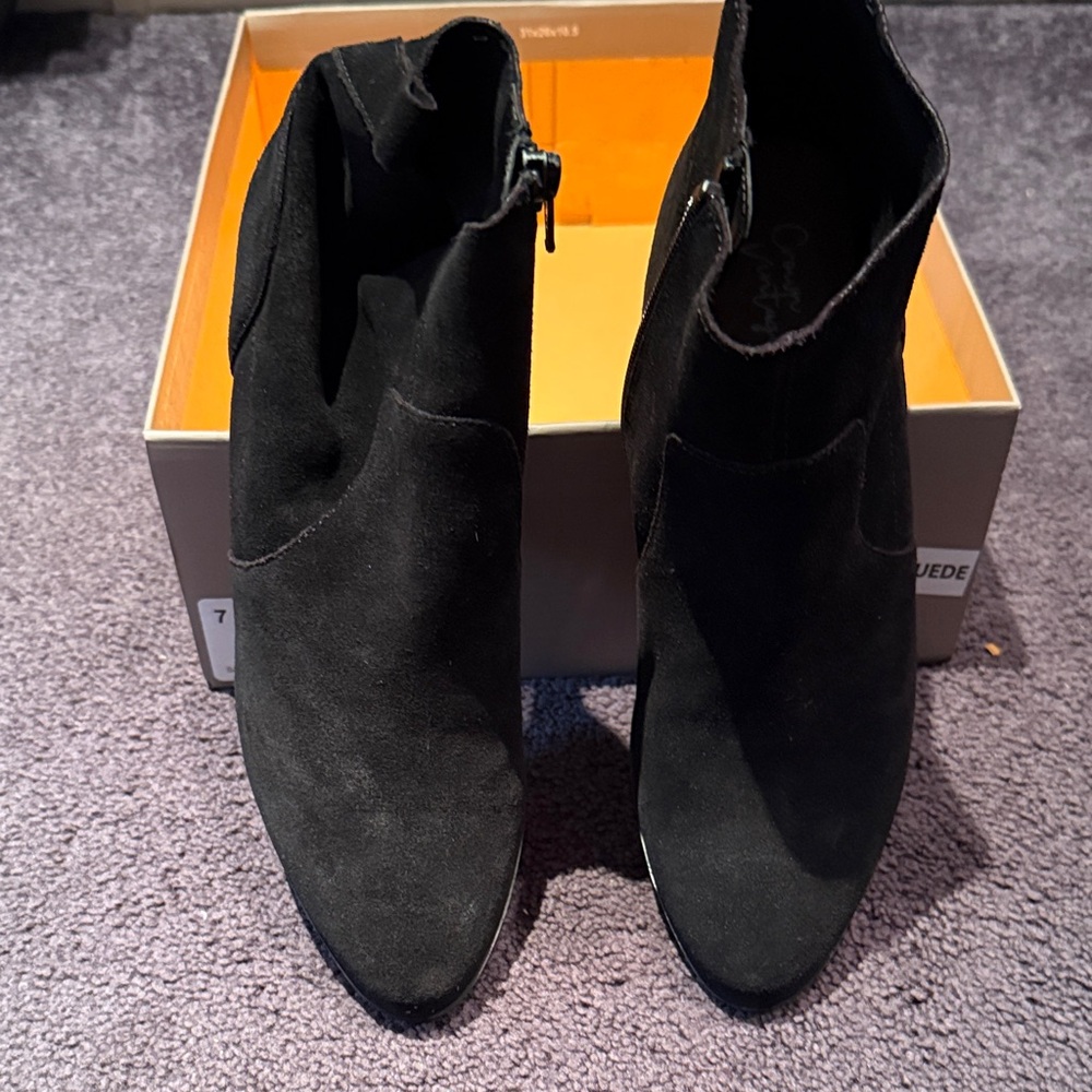 Crown Vintage Black Suede Ankle Booties